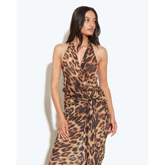 Rat & Boa Monique Leopard Print Top - XS Brown - Picture 2 of 6